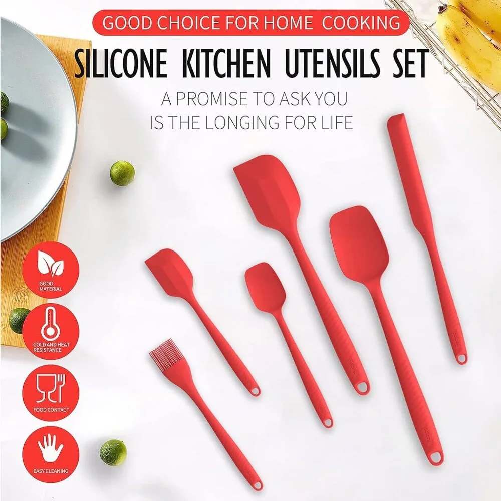 6 Heat Resistant Red Food Scraper Nonstick Cookware Kitchen for Baking